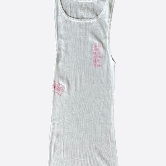 Chrome Hearts White & Pink T-Bar Logo Tank Top - Picture 1 of 7